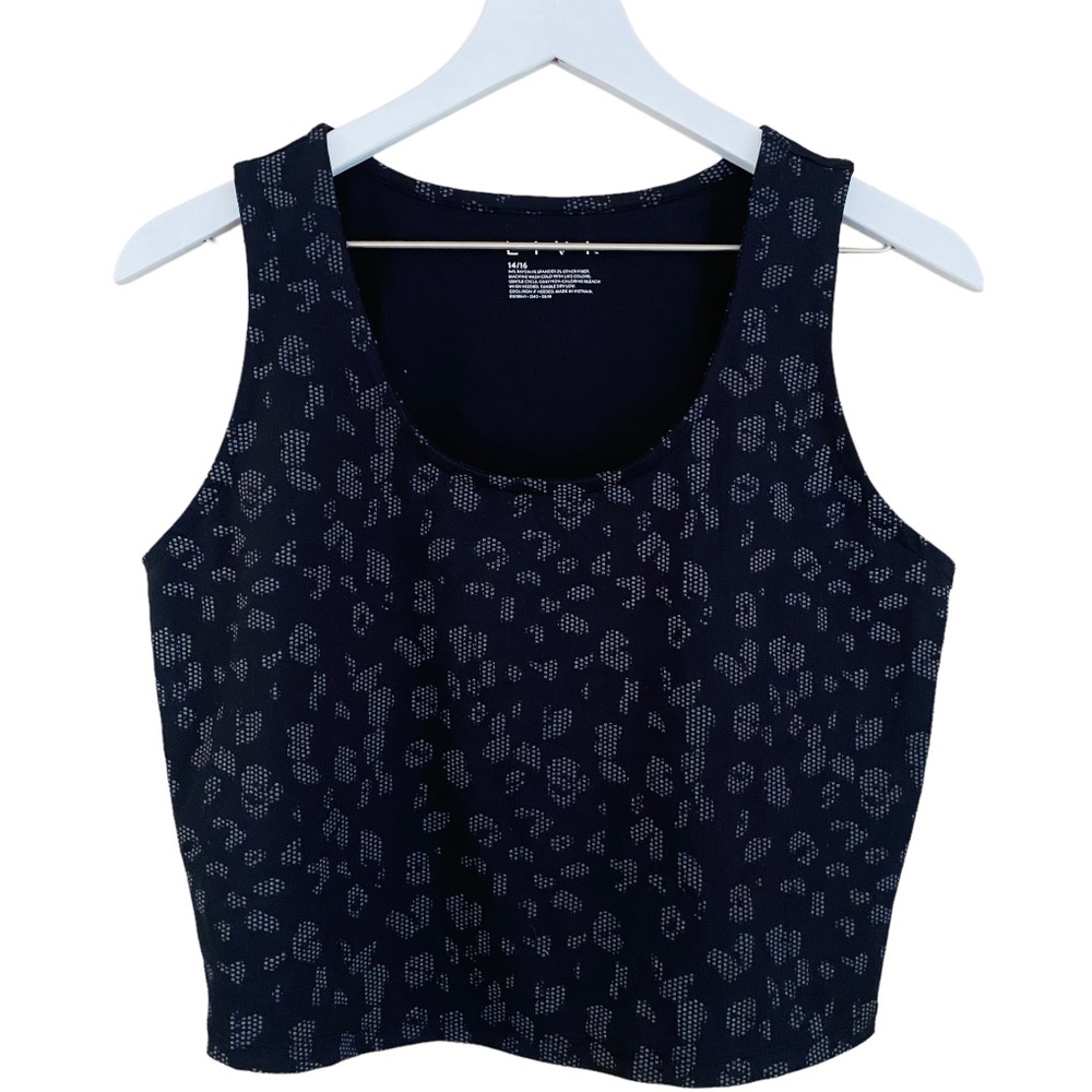 PLUS Lane Bryant NEW Livi Black Animal Print Athletic Spots Bra Tank Size 1X